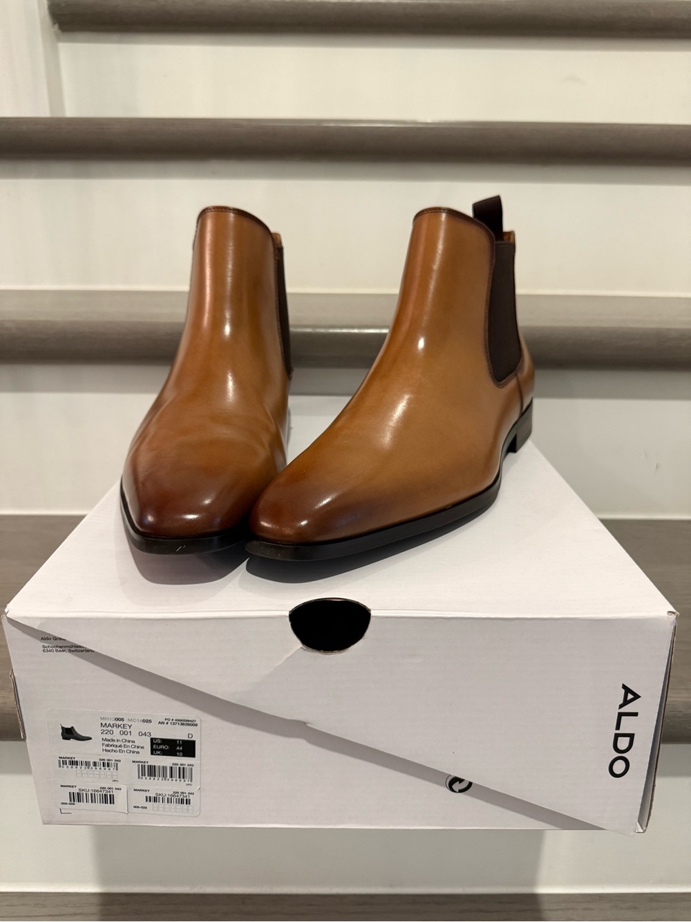 ALDO Men's Cognac Brown Leather Markey Chelsea Boots